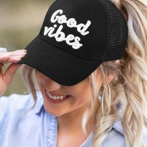 Good Vibes Mesh Hollow Out Baseball Cap