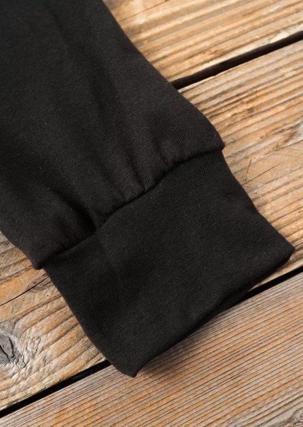 Color Block Drawstring Kangaroo Pocket Hoodie - Black