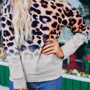 Colorful Leopard Gradient O-Neck Sweatshirt