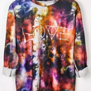 Tie Dye Love Geometric Pullover Sweatshirt