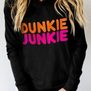 Dunkie Junkie Long Sleeve Casual Pullover Hoodie - Black