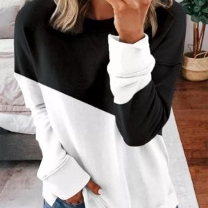 Color Block Long Sleeve Sweatshirt - Black